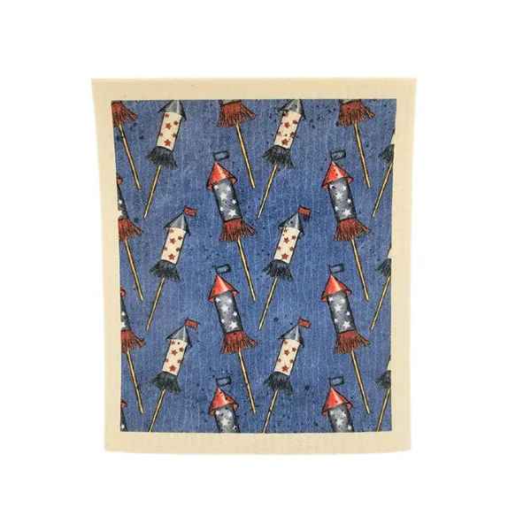 4TH OF JULY FIREWORKS Swedish Dishcloth