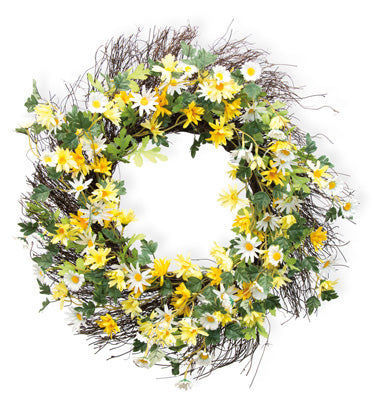 Yellow and White Daisies Wreath