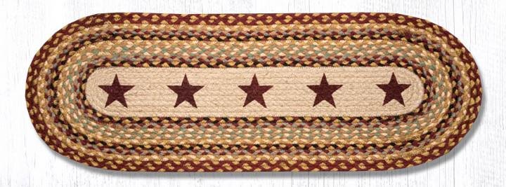 13X36 Burgundy Stars Jute Runner