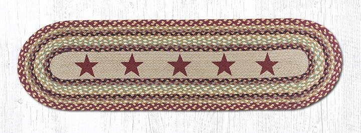 13X48 Burgundy Stars Jute Runner