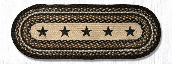 13X36 Black Stars Jute Runner