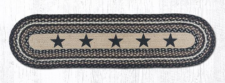 13X48 Black Stars Jute Runner