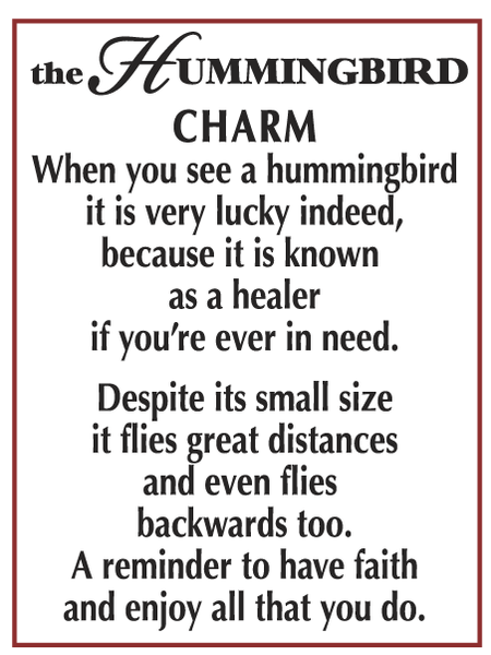 HUMMINGBIRD Pocket Charm w/Card