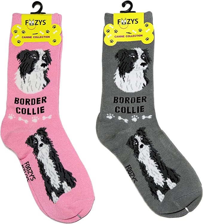 Pink Border Collie Socks
