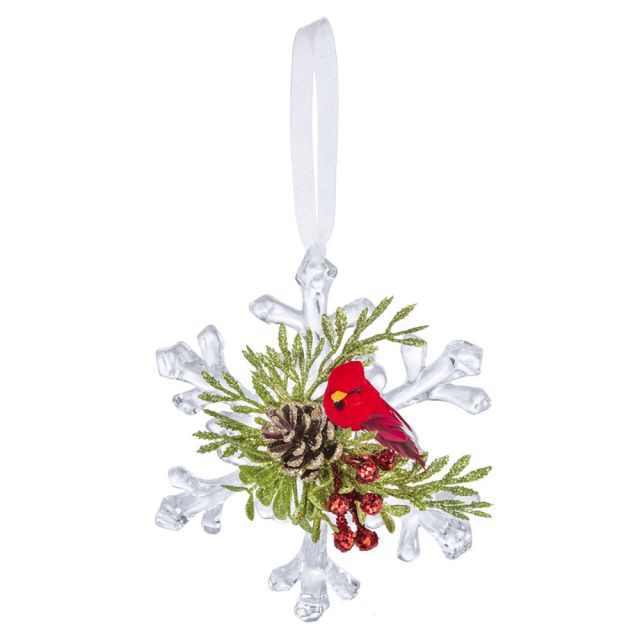 4.5" Cardinal Snowflake Ornament