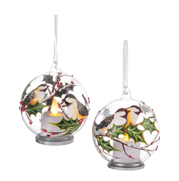 3" Led Glass Cardinal Ornament