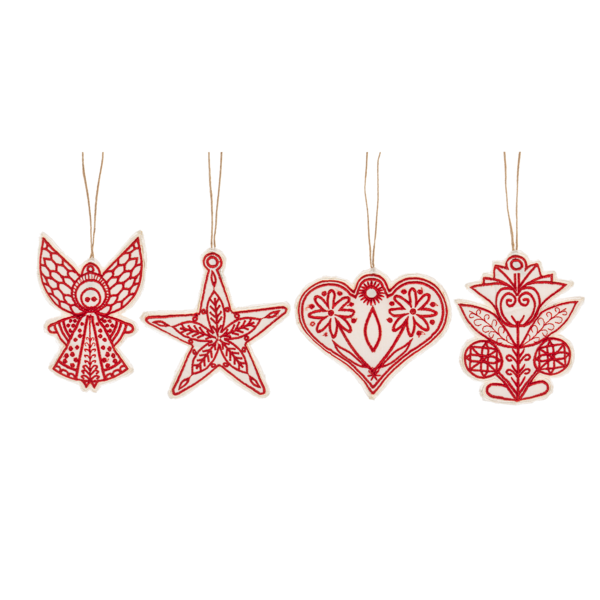 Stiched Holiday Red/White Ornament