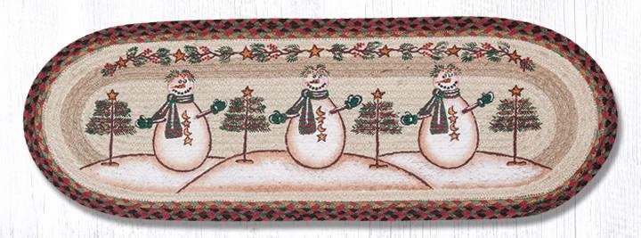 13X36 Snowman Star Moon Jute Runner