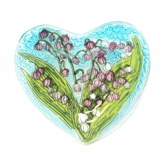 Heart Glass Dish With Lily of the Valley