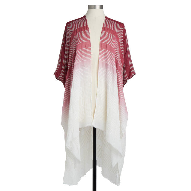 Burnt Coral Dip Dye Long Kimono