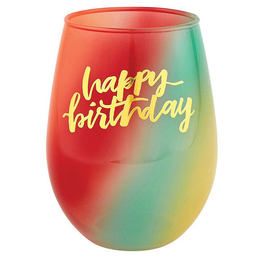Happy Birthday Stemless Wine Glass