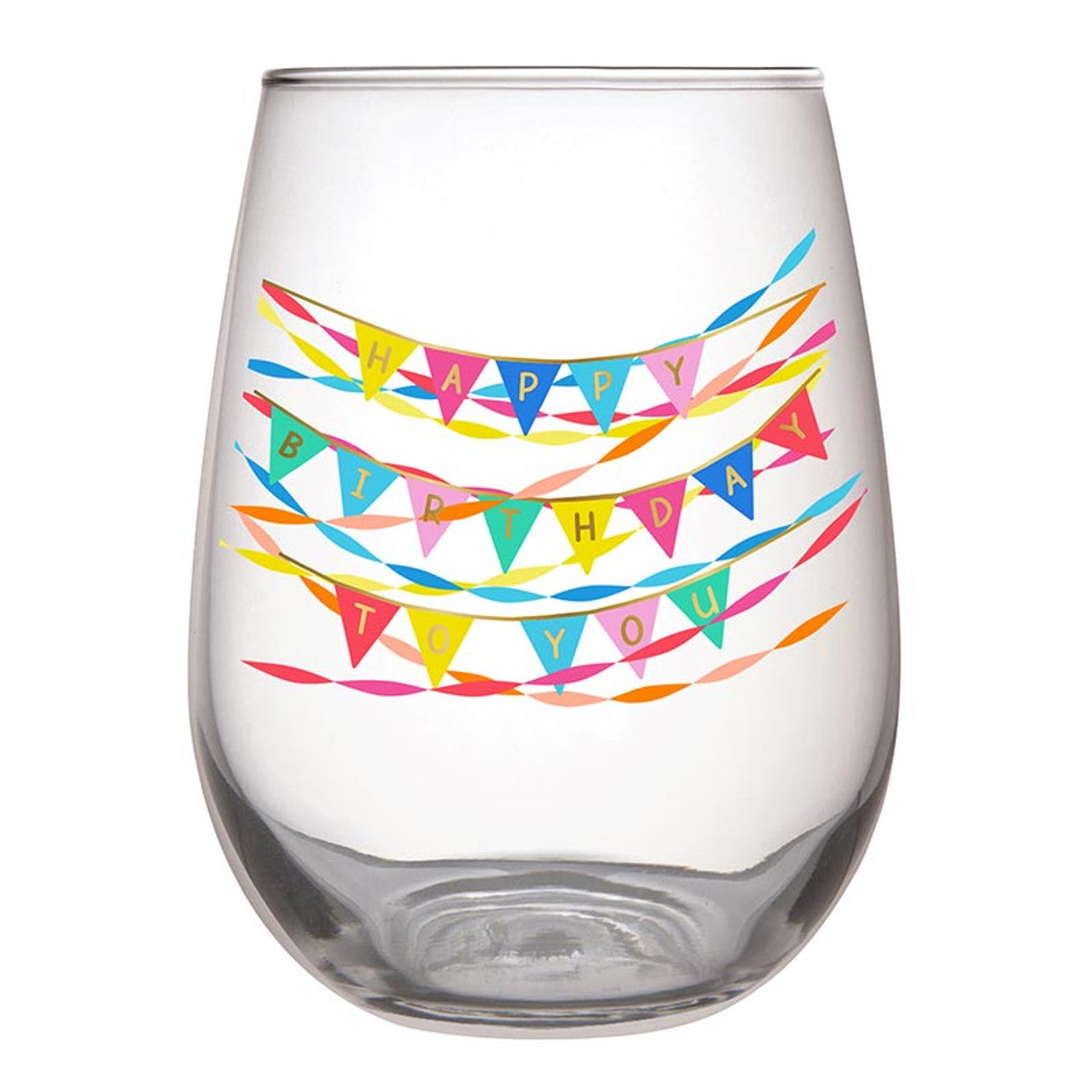 Stemless 20OZ Bday Garland Wine Glass