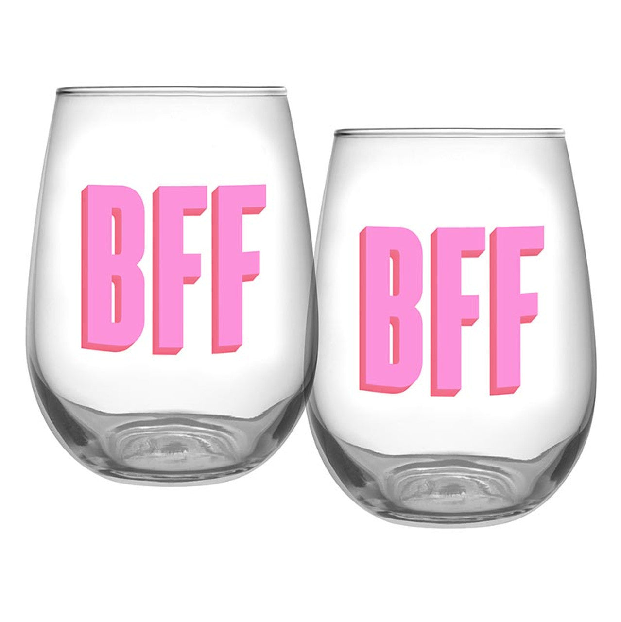 BFF Set of 2 Stemless Wine Glasses