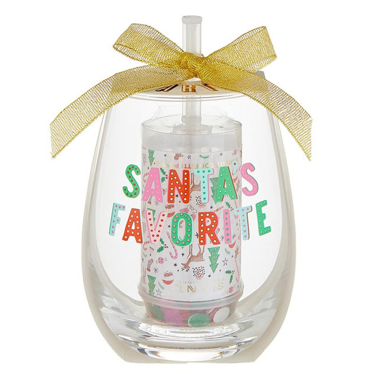 Santas Favorite Stemless Glass & Popper