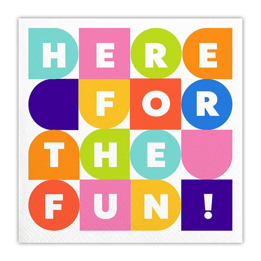 HERE FOR THE FUN BEVERAGE NAPKINS