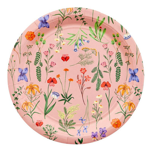 Boho Flowers 9" Paper Plates Set of 12