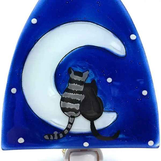 MOON WITH CATS Glass Nightlight