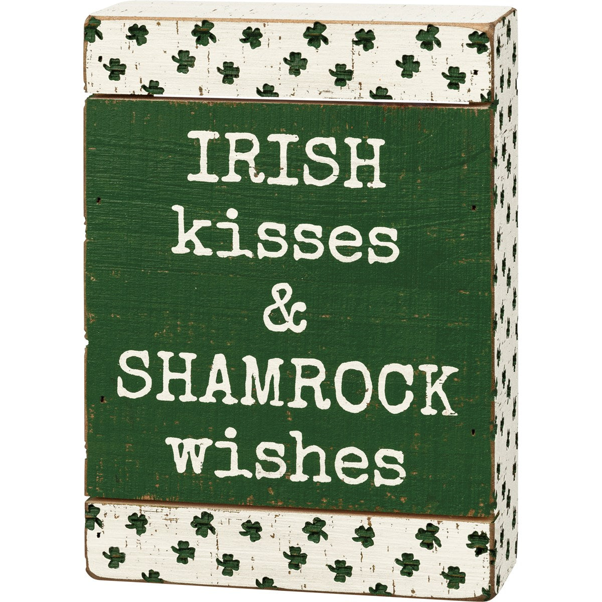 Irish Kisses & Shamrock Wishes Slat Sign