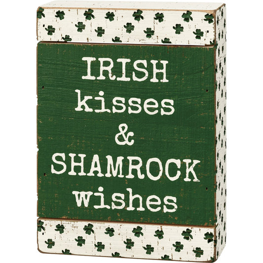 Irish Kisses & Shamrock Wishes Slat Sign