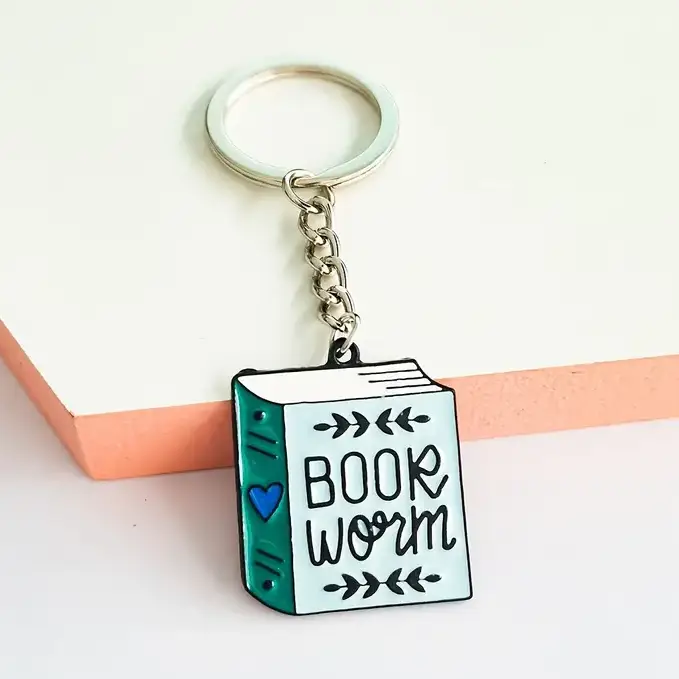 BOOKWORM ENAMEL KEYCHAIN