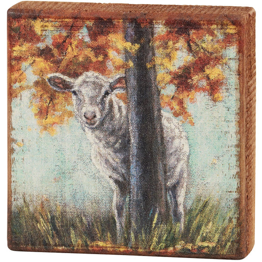 Fall Sheep Block Sign