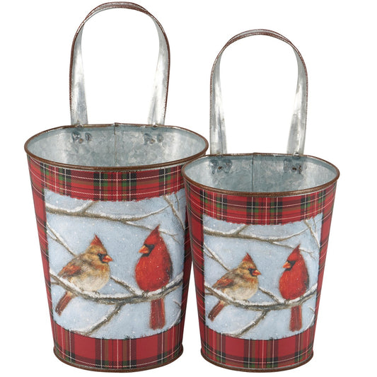 Large Winter Cardinals Wall Bucket