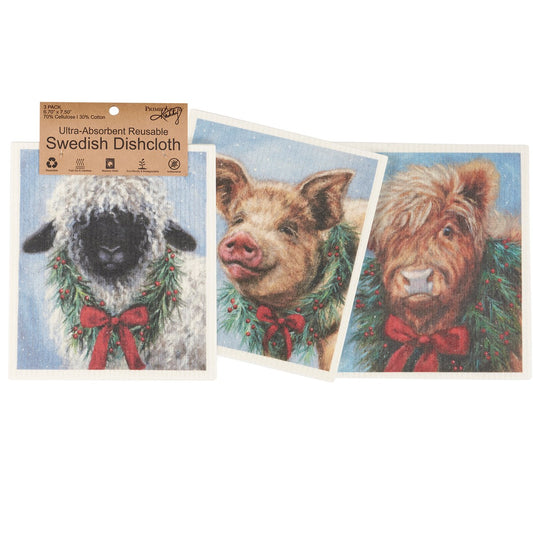 Animals Swedish Dish Cloth Set of 3