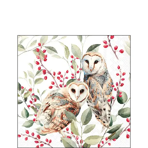 Barn Owls Beverage Napkin