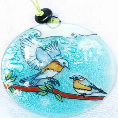 Blue Bird Glass Suncatcher Ornament