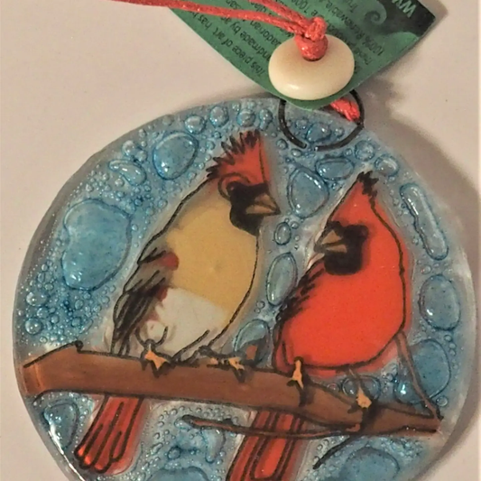 Cardinals Glass Suncatcher