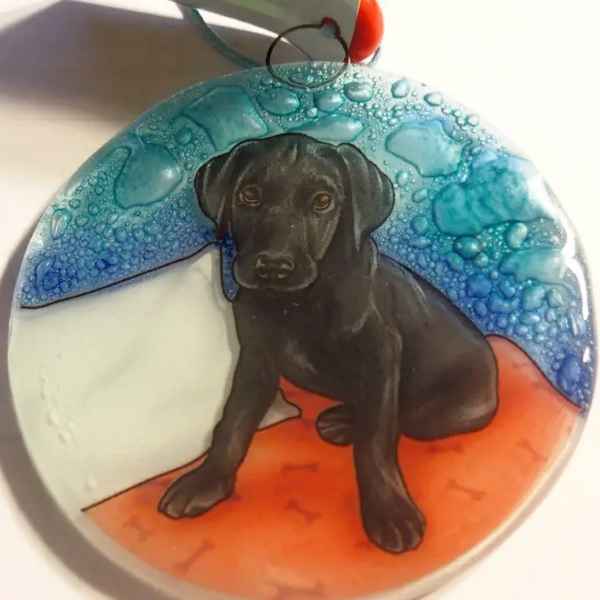 BLACK LAB Glass Suncatcher