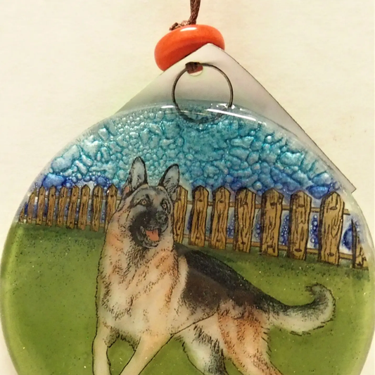 German Shepherd Glass Suncatcher