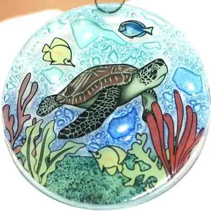 Sea Turtle Glass Suncatcher Ornament
