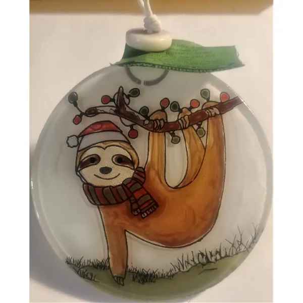 Sloth Glass Suncatcher Ornament