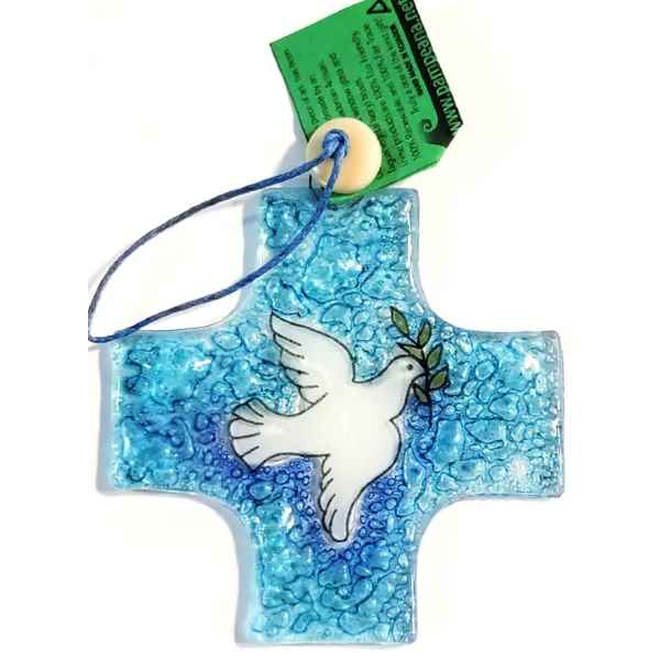 Cross With Dove Glass Ornamet