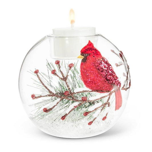 CARDINALS ON BRANCH TEALIGHT HOLDER