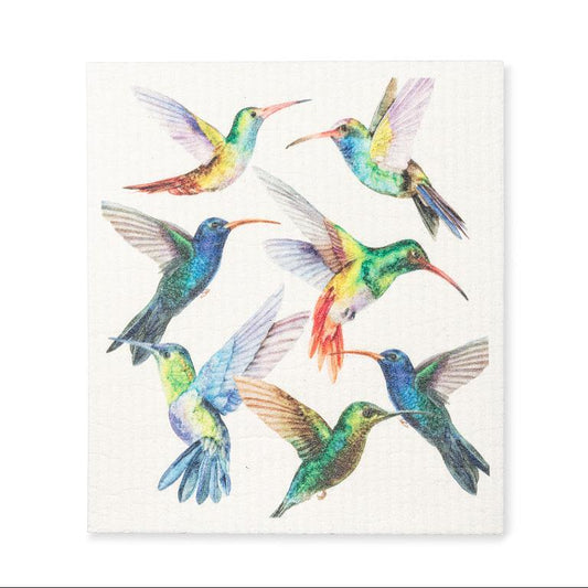 COLORFUL HUMMINGBIRDS SWEDISH DISHCLOTH