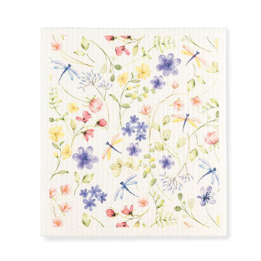 FLORAL DRAGONFLY SWEDISH DISHCLOTH