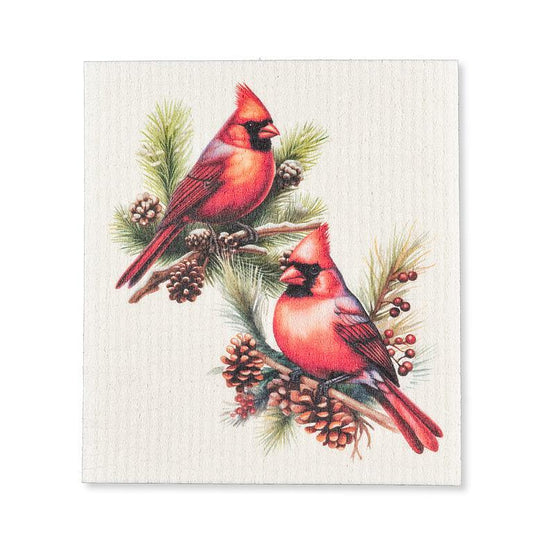 CARDINALS & PNECONES SWEDISH DISHCLOTH