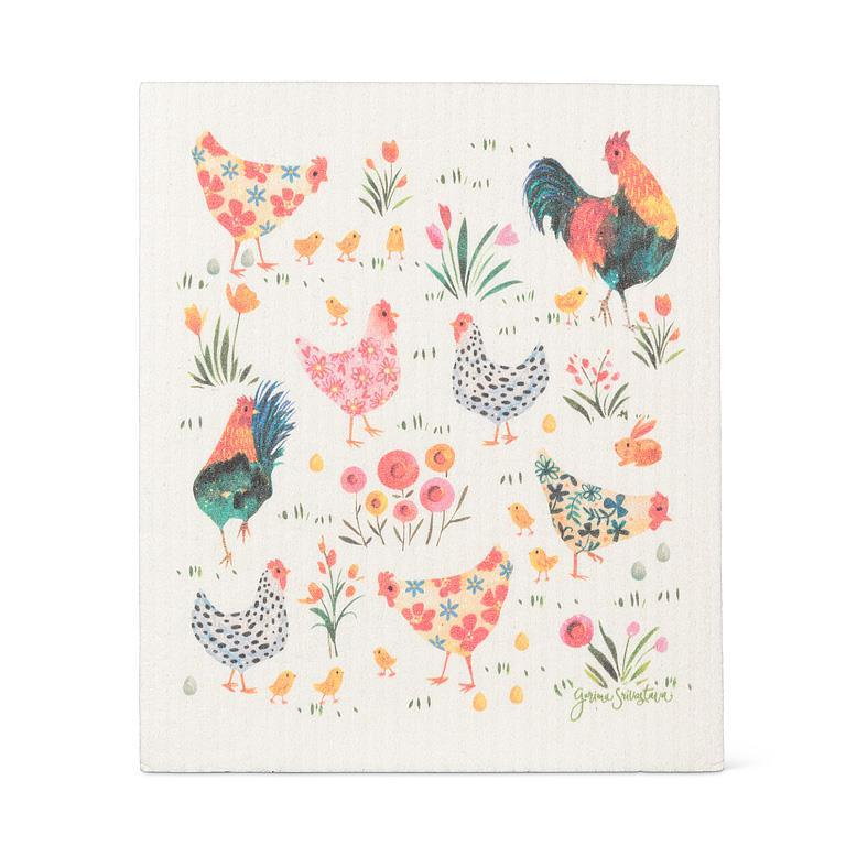 ROOSTERS AND HENS SWEDISH DISHCLOTH