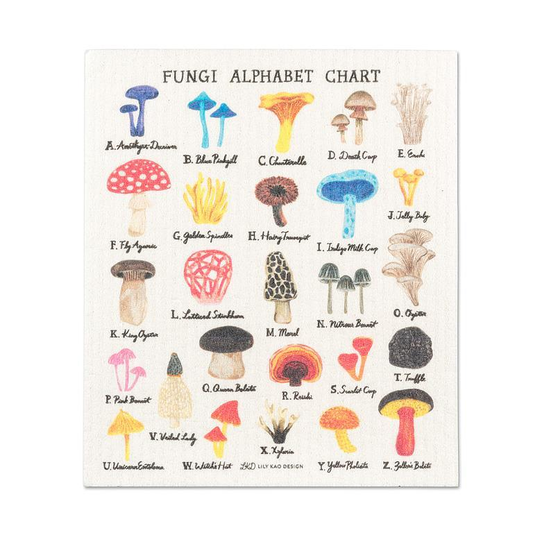 MUSHROOM ALPHABET SWEDISH DISHCLOTH