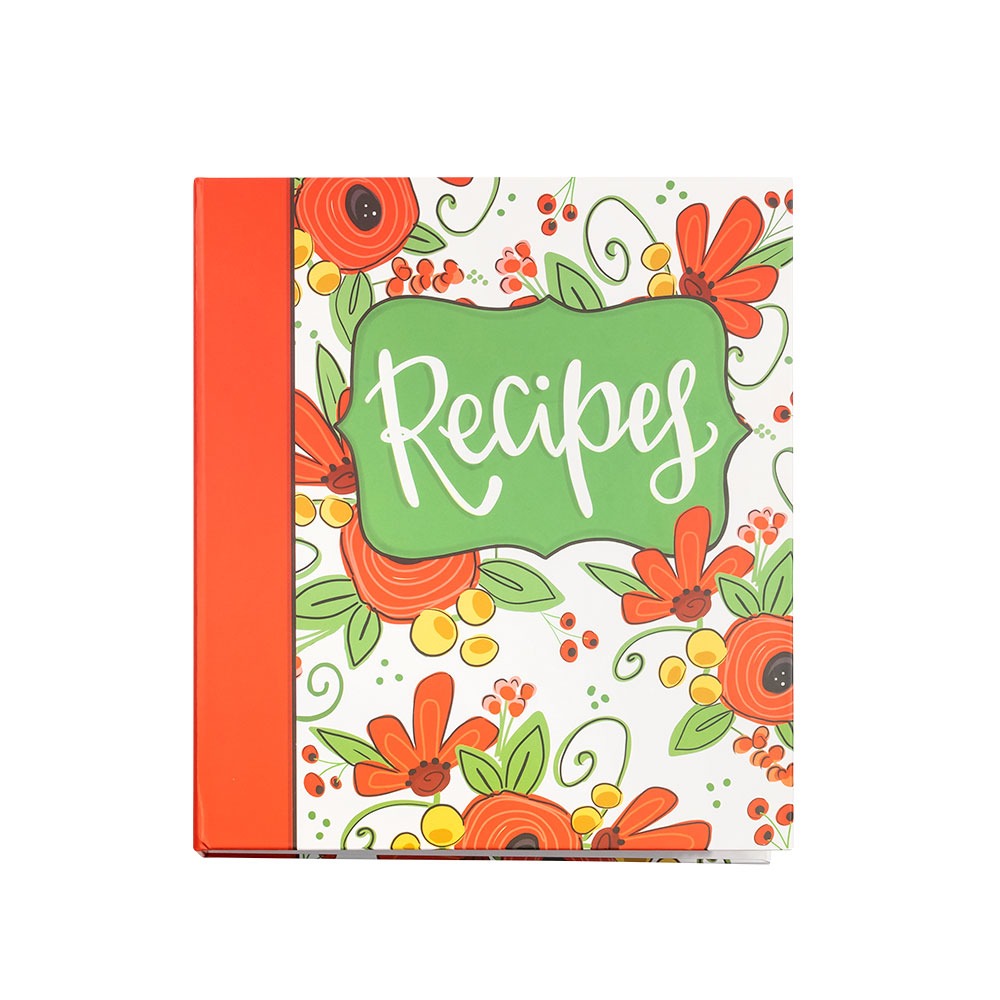 RED FLORAL Recipe Binder