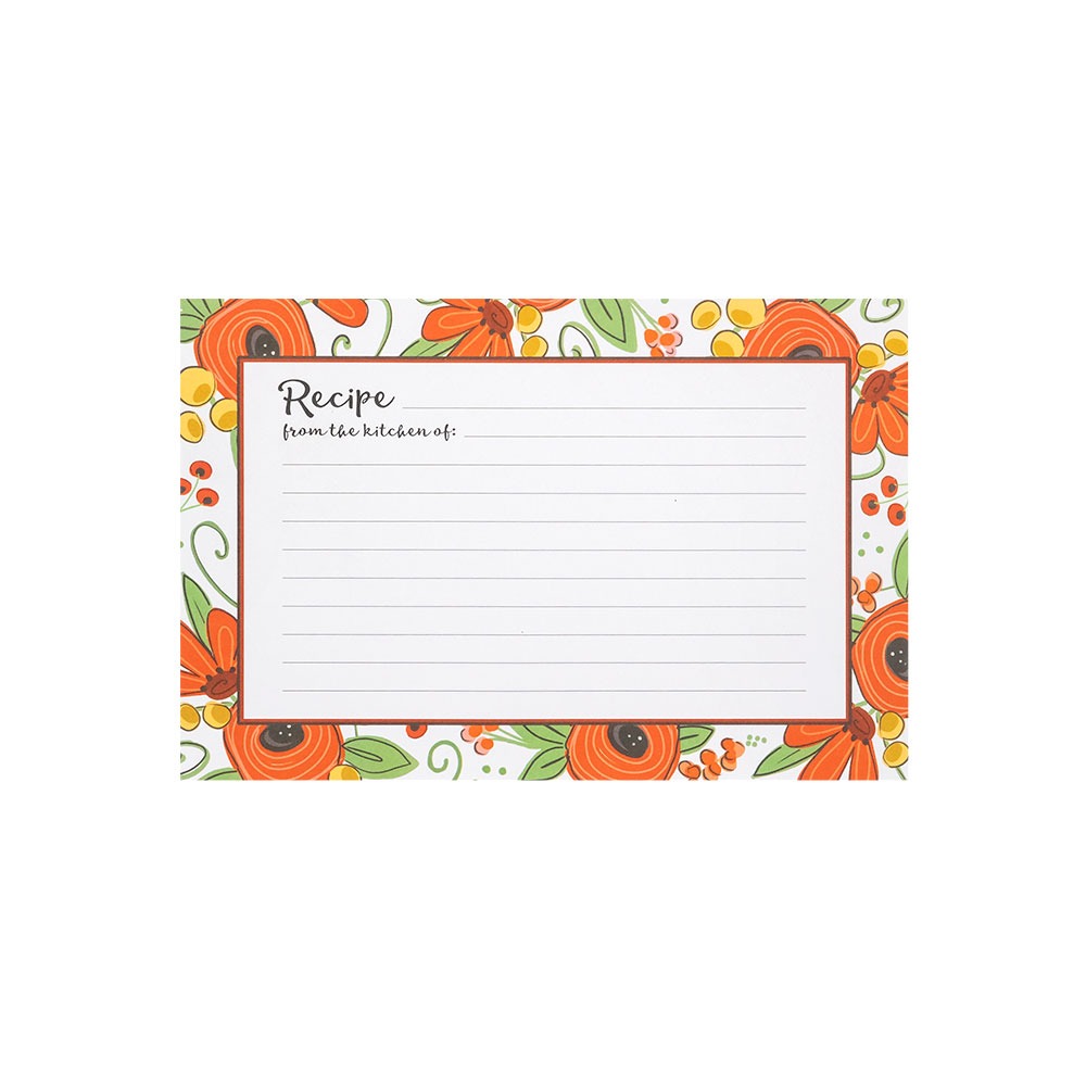 RED FLORAL Recipe CARDS