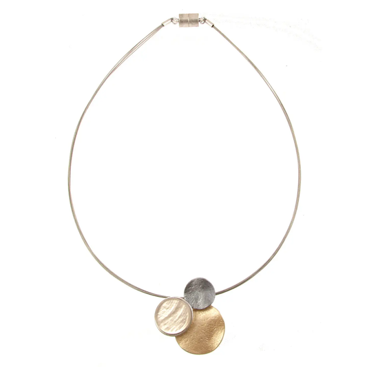 SILVER GOLD THREE CIRCLES PENDANT