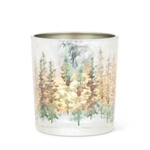 SM FROSTED WINTER FOREST CANDLE HOLDER
