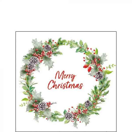 HOLIDAY WREATH Beverage Napkin