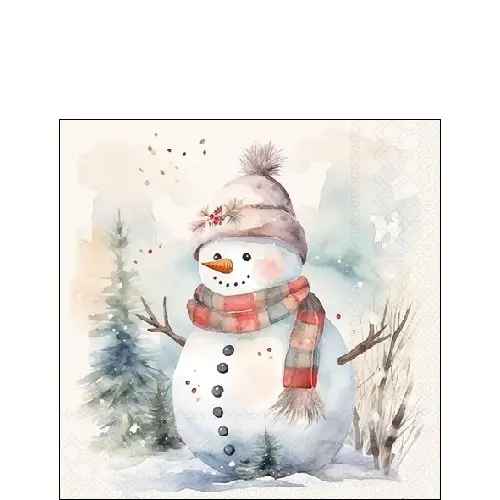 Snowman in Nature Beverage Napkin