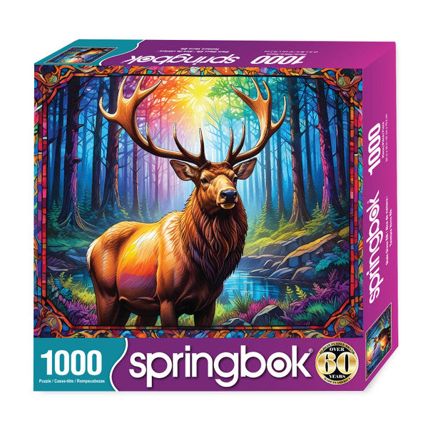 Stain Glass Elk 1000 PC Puzzle