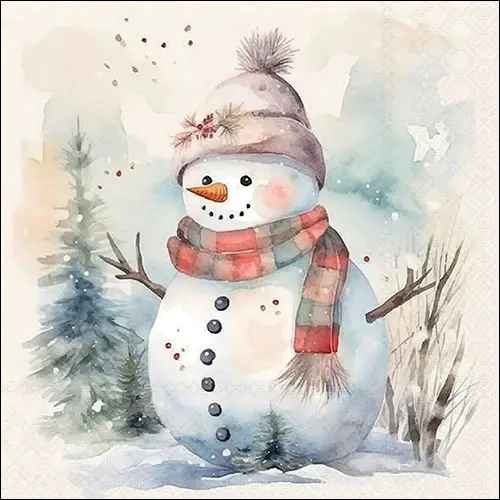 Snowman in Nature LUNCHEON NAPKIN