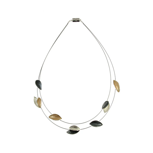 GREY GOLD Two Tone Leaf Necklace